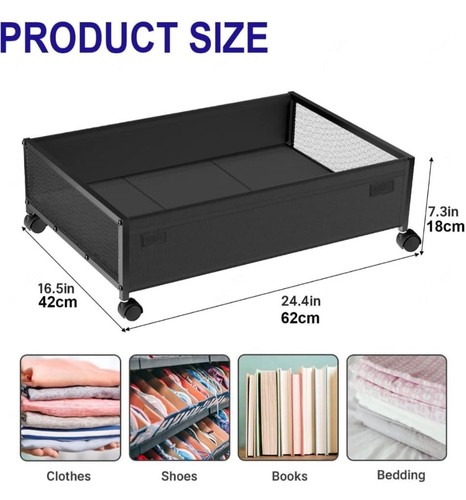 Under bed storage with - bed, wheels