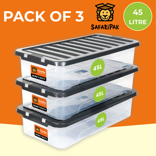 Clear plastic 45l underbed - 3, x