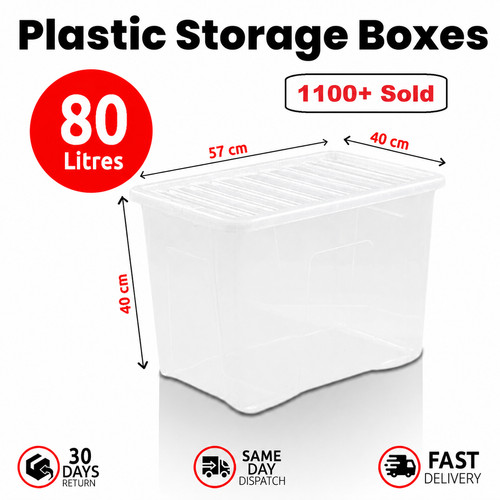 80l clear plastic storage - plastic,